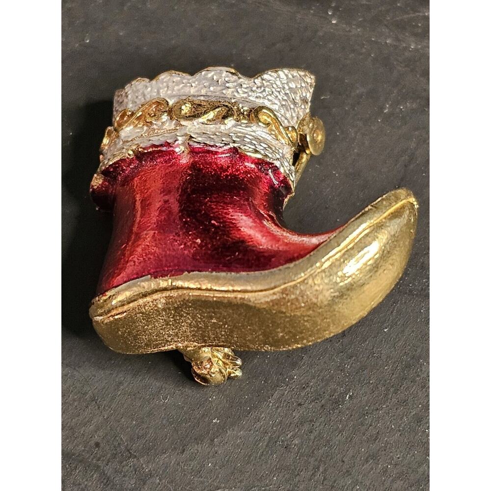 Vintage Mylu Pave Red, Gold & White Enamel Santa … - image 2